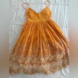 Zimmermann Bustier Embroidered Orange Midi Dress